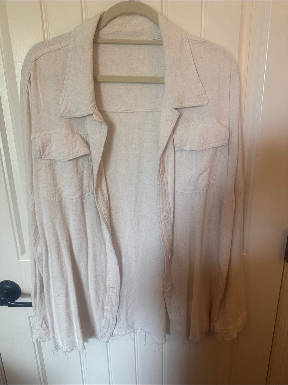 Umgee Cream Button-Front Linen-Cotton Shirt